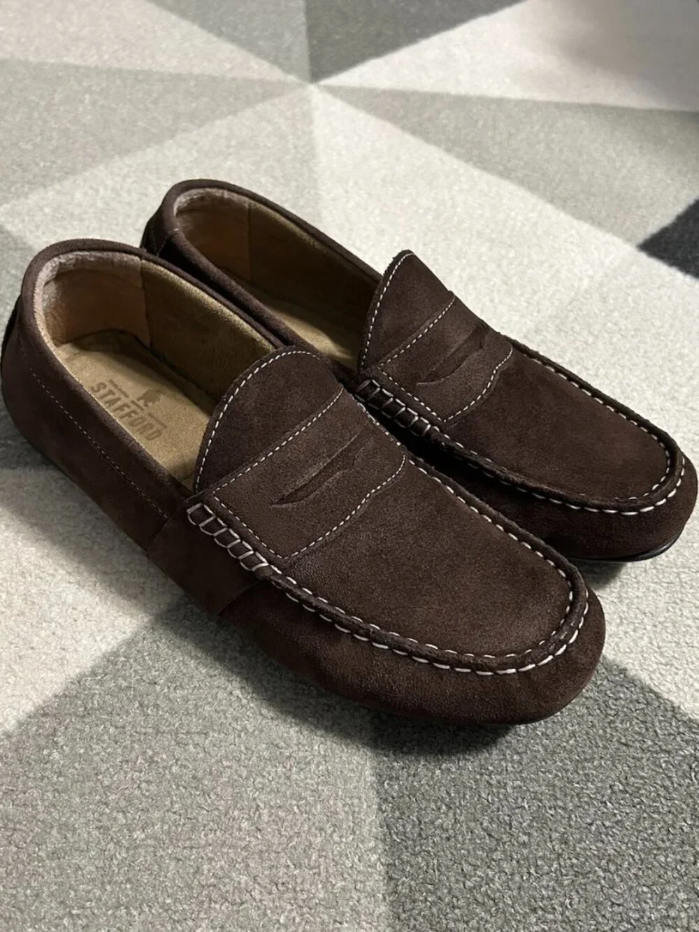 Stafford Brown Suede Casual Slip On Driving Penny Loafers Men's Size 9.5M